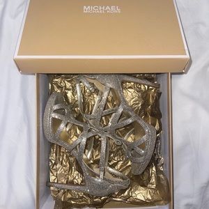 michael kors silver/gold glitter heels